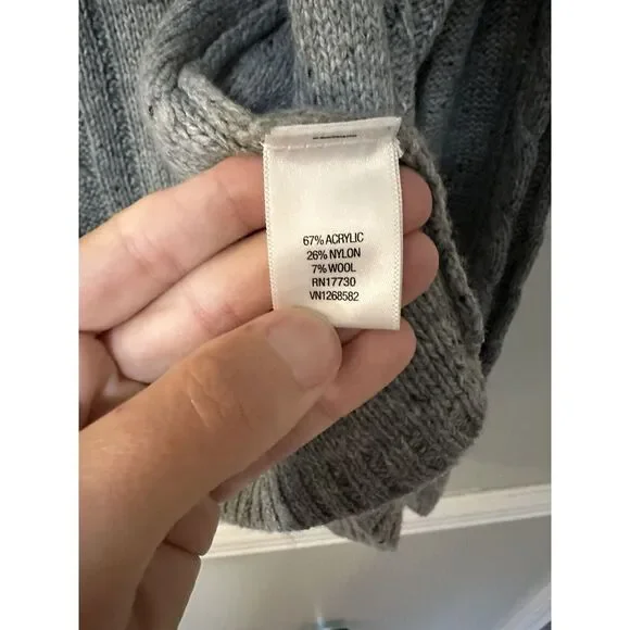 Converse One Star Womens  Light Grey Blended Wool Cardigan Sweater‎ Size M - Picture 3 of 6